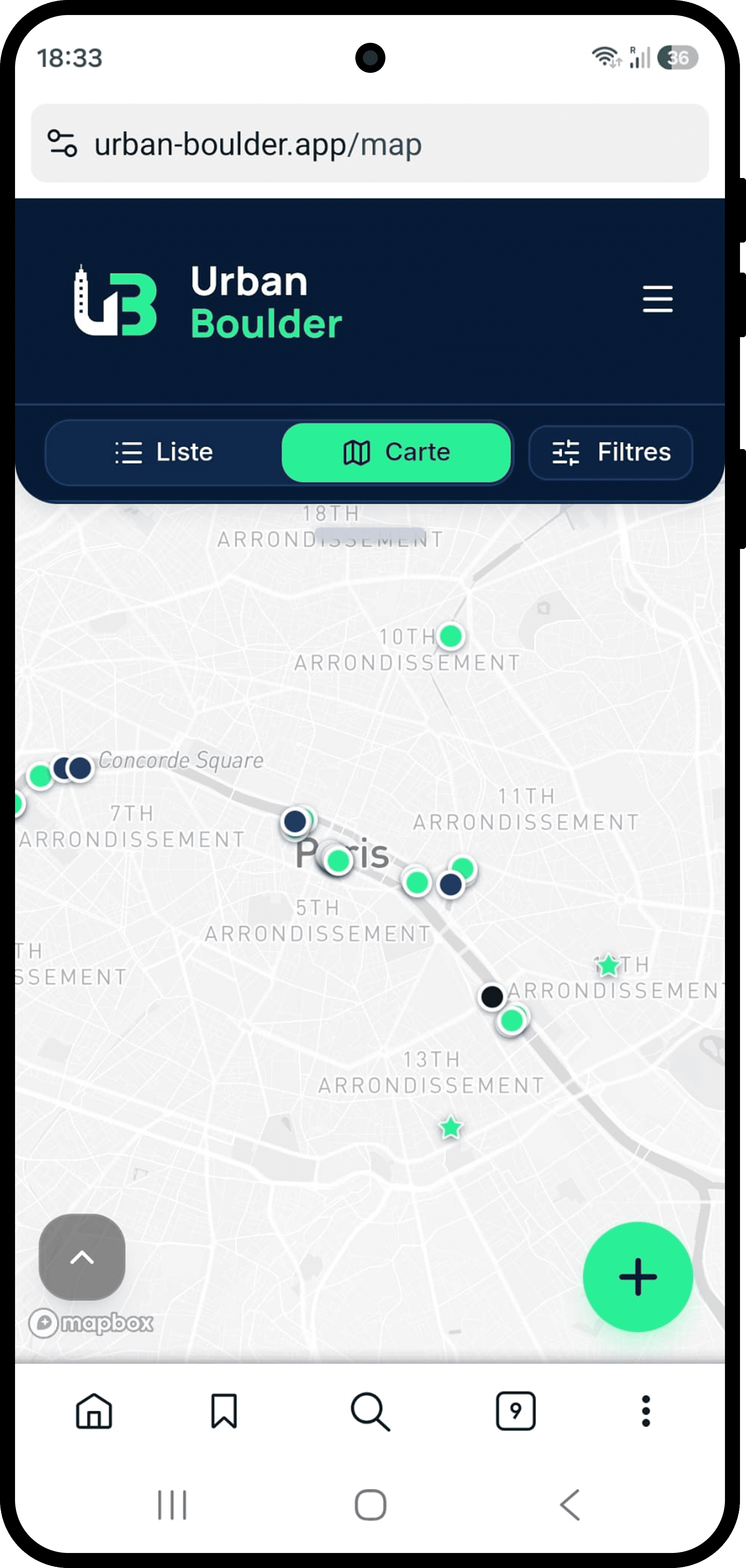 Carte Urban Boulder avec des blocs autour de soi
